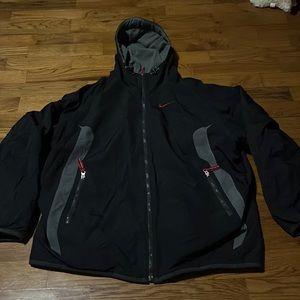 Men's VINTAGE Nike Reversible Fleece Jacket Size large gray and black Spell-out